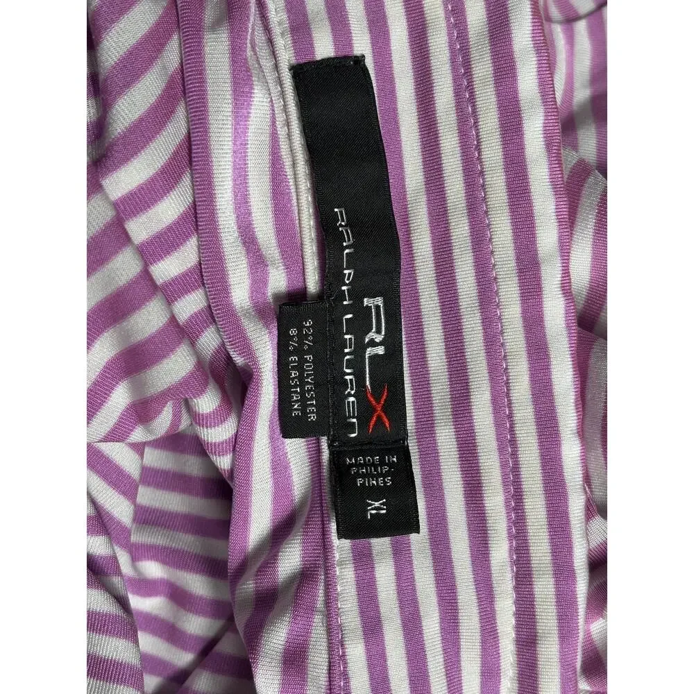 RLX Ralph Lauren Golf Performance Polo Shirt Mens Size XL Pink Striped Stretch